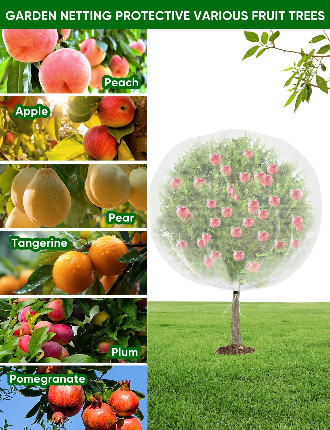 4Pack Extra Large Garden Fruit Tree Netting ,7.87Ft x5.3Ft Ultra Fine Plant Insect Pest Bird Mesh Netting Cover Protection for Squirrel Deer Animals