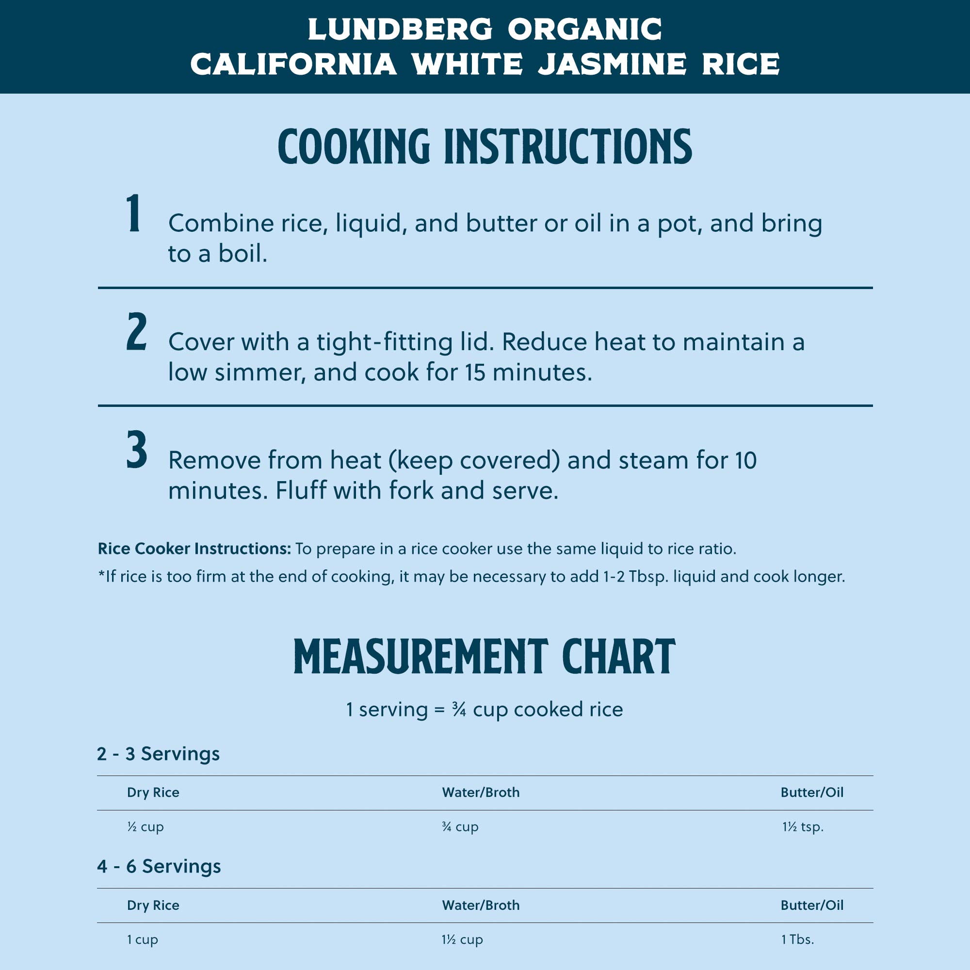Lundberg Family Farms - Organic California White Jasmine Rice, Floral Scent, Buttery Flavor, Clings When Cooked, Bulk Rice, Gluten-Free, Non-GMO, USDA Certified Organic, Vegan, Kosher (32 oz, 6-Pack)