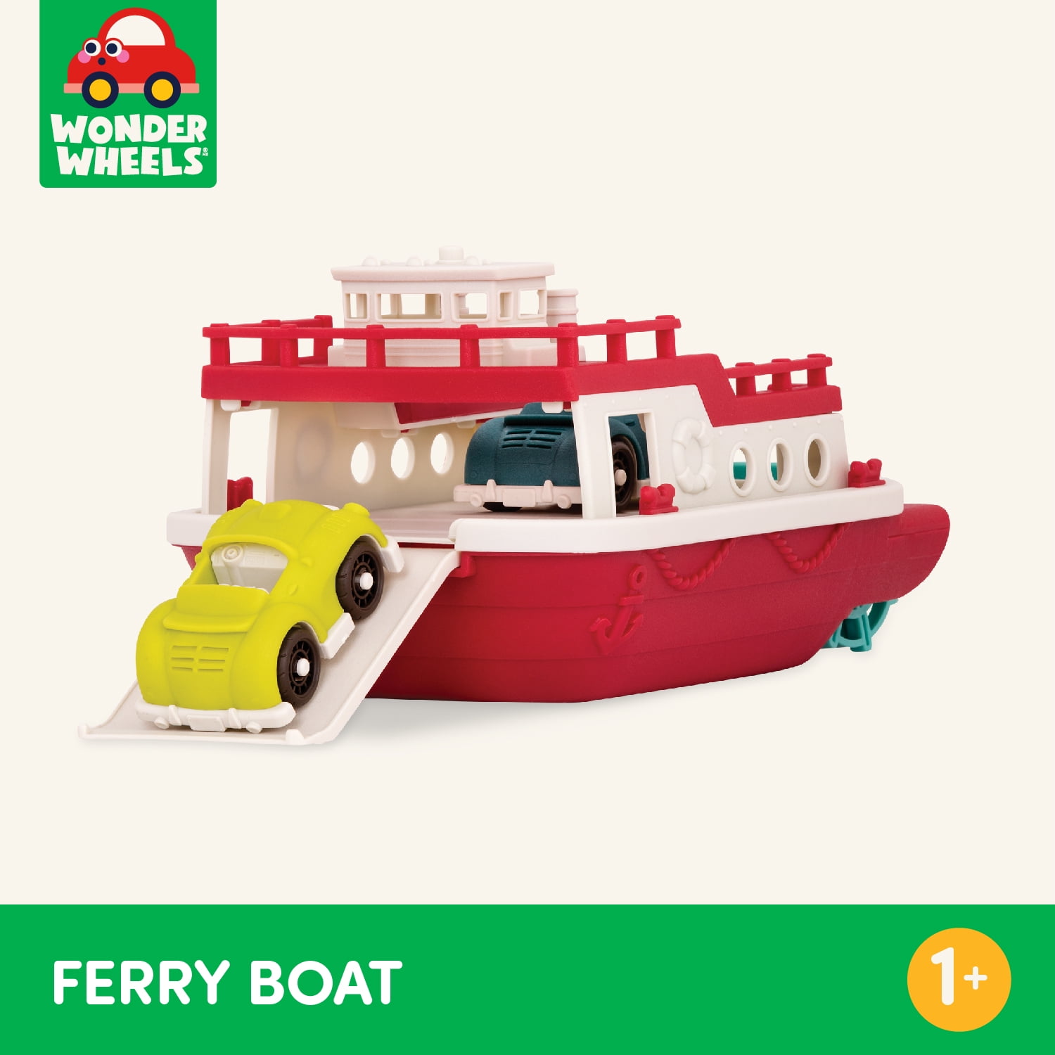 Battat Ferry Boat Bath Toy Set with 2 Cars Boat Play Vehicles, Toddler and Preschool Toys