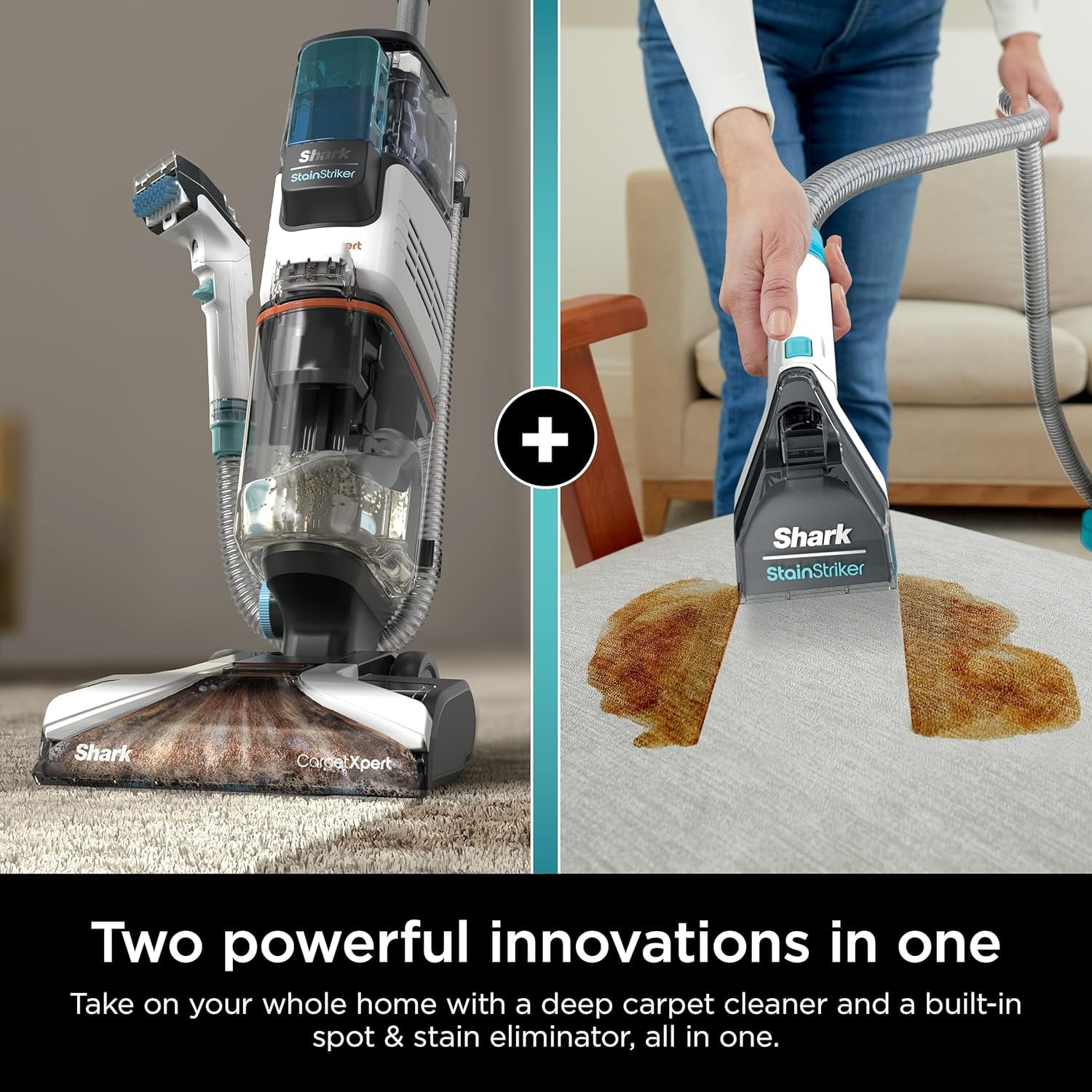 Restored Shark R-EX201 CarpetXpert with Stainstriker Upright Deep Carpet Cleaner, Cyan (Refurbished)