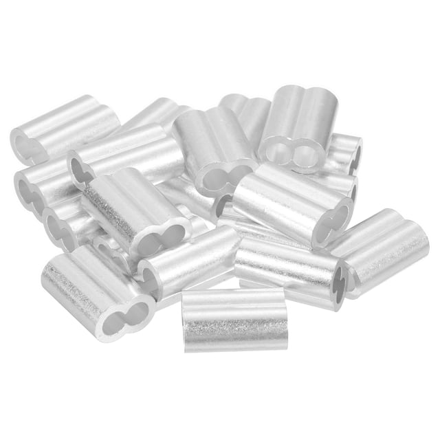 Unique Bargains 20 Pack Aluminum Crimping Loop Sleeve for 1/4' Diameter Wire Rope, Double Ferrule Aluminum Wire Rope Sleeve