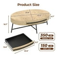 thumbnail image 2 of Emorefun 47.2" Coffee Table with Storage, Oval Center Table for Living Room, Golden Willow, 2 of 7