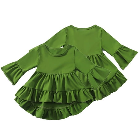 

KYAIGUO Kids Girls Girl Flare Sleeve Cotton Shirt Baby Spring Ruffle Cotton T-Shirt Soft Solid Color Bottom Blouse for 1-6 Years Old