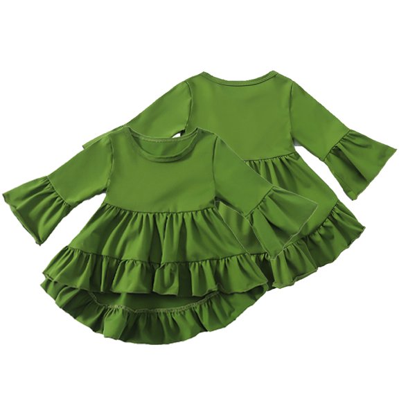 KYAIGUO 1-6T Girls Long Sleeve T-Shirt Toddler Crewneck Spring Summer Tops Solid Color Flare Sleeve Bottom Shirt for Toddler Kids
