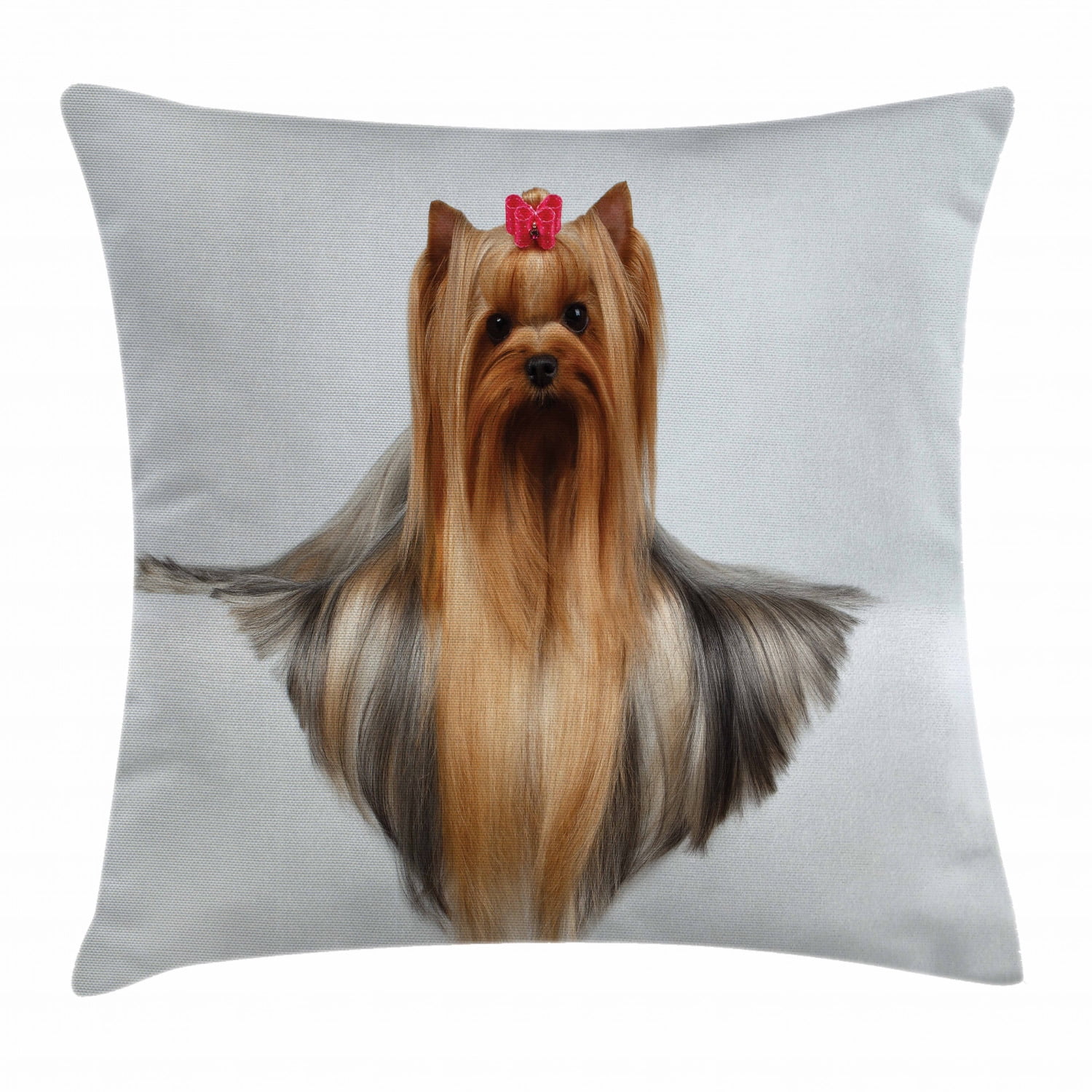 Yorkie Throw Pillow Cushion Cover, Cute Photo of Yorkshire Terrier with