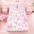 thumbnail image 5 of meiyoeat Pink Cow Print Bed Sheets,Girly Bow Full Size Sheets For Girl,4-Piece,1 Flat Sheet,1 Fitted Sheet and 2 Pillowcases, 5 of 6