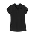thumbnail image 5 of Port Authority Teen Female Regular Plain Short Sleeves Polo Black X-Small, 5 of 6