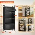 thumbnail image 2 of Metal Kitchen Storage Cabinet with Flip-up Doors, Freestanding Pantry Cabinet with 4 Rolling Wheels, 5-Tier Mobile Microwave Stand with Storage Rack Cabinet for Kitchen Dining Living Room (Black), 2 of 12