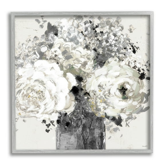 Stupell Industries Bold Abstract Floral Arrangement Black Cream Expressive Flowers, 12 x 12, Design by Lanie Loreth