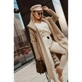 thumbnail image 5 of Womens Long Cardigan Cable Knitted Open Front Oversized Long Sleeve Hooded Outerwear Sweater Coat Camel M, 5 of 8