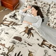 thumbnail image 4 of Castle Fairy Western Cowboys Twin Bedding Sets,Animal Highland Cow Bedding Comforter Set, 4 of 8