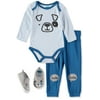 Bon Bebe Boys 0-9 Months Bodysuit Pant Set with Matching Shoes (Blue 3-6 Months)
