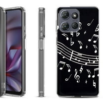 Shockproof Protective Phone Case for Motorola Moto G Play 2026, by OneToughShield - Music Notes / Black