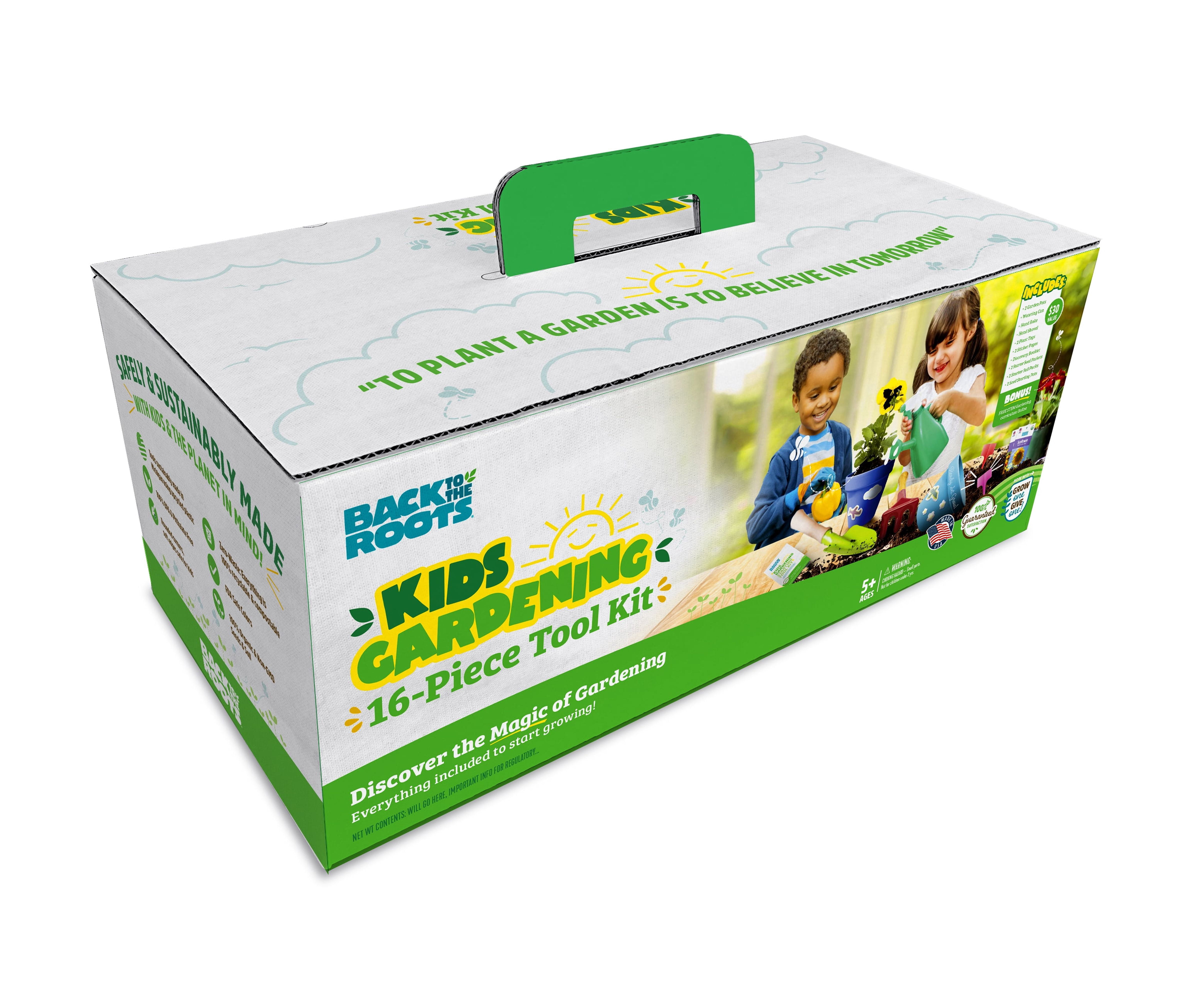 Back to the Roots Kids' Gardening Tool Kit with Organic Seeds, 16 Piece Set