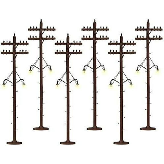 Lionel 6-37995 Scale Telephone Poles with Operating Street Lights (Pack of 6)