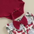 thumbnail image 6 of Okbabeha Baby Girl Christmas Outfit Crewneck Romper Onesie Santa Claus Flare Pants Headband 3 Piece Fall Infant Girl Clothes, 6 of 8