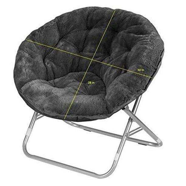 Urban Shop Faux Fur Saucer Chair with Metal Frame, One Size, Black