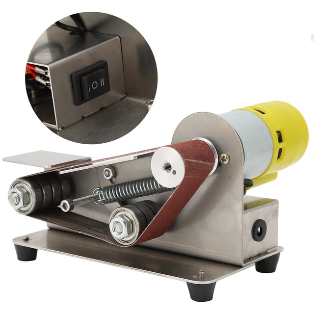Handheld Sanding Belts Machine, Sharpener Small Mini Electric Belt Sander With Thick Solid Base For Woodworking For Arc Polish For Flat