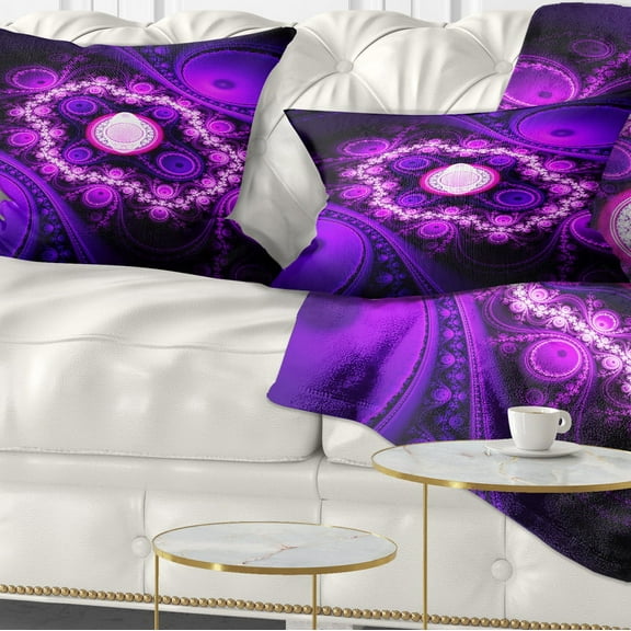 Designart Purple Fractal Circles and Waves - Abstract Throw Pillow - 12x20