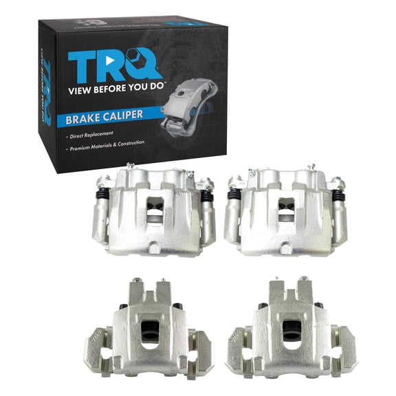 TRQ Front and Rear Brake Caliper Set Zinc Coated Brackets Hardware Fits 1999-2004 Jeep Grand Cherokee