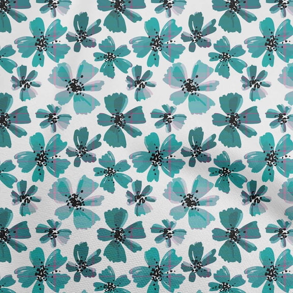 oneOone Polyester Spandex Dusty Teal Green Fabric Florals Quilting Supplies Print Sewing Fabric By The Yard 56 Inch Wide