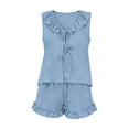 thumbnail image 4 of Womens Pajama Sets Soft Tank Top Shorts Bridal 2 Piece Pajama Set Summer Pajamas for women Set Blue M, 4 of 5