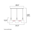 thumbnail image 3 of 20473 Centennial 3 Light 31-1/2" Wide Linear Pendant with Glass Bell Shades, 3 of 3