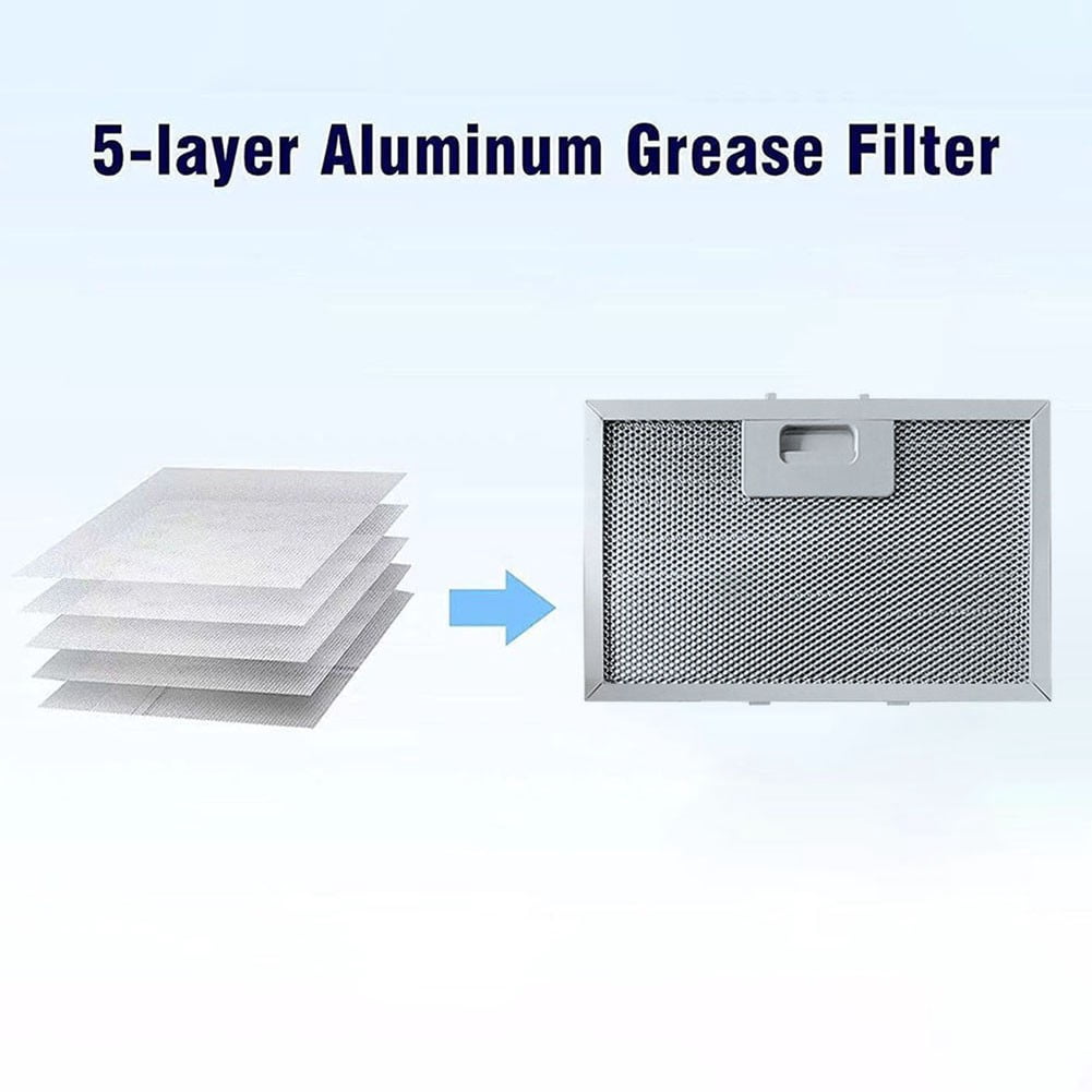 Whatever You Like-Silver Metal Mesh Cooker Hood Filters, 506x300x9mm Extractor Vent Filter, 5-Layer Grease Filtration for Range Hoods, 2-Pack Replacement Filters"}