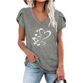 thumbnail image 2 of Blusa informal con estampado de manga corta y cuello en V de verano para mujer con estilo OAVQHLG3B Store  lin121212, 2 of 4