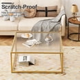 thumbnail image 6 of Glass Coffee Table Modern Center Table,Minimalist Coffee Table Sofa Side Tea Table for Living Room,Tempered Glass-top with Sturdy Metal Frame, Easy Assembly,26.4 x 26.4 x 15.7 Inches, Gold, 6 of 7
