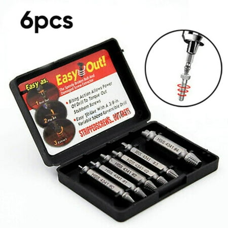 

Damaged Screw Extractor Speed Out Drill Bits 6 PCS Tool Set Broken Bolt Remov