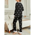 thumbnail image 5 of Jusfitsu Silk Satin Pajama Set for Women Long Sleeve Sleepwear V Neck Two Piece Pjs Soft Loungwear, 5 of 6