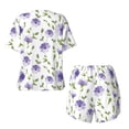 thumbnail image 5 of Kdxio Purple Chicory Print Pajamas Sets for Women Short-Sleeved Pjs with Lounge Shorts Two Piece Sleepwear S-4XL, 5 of 9