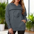thumbnail image 5 of Fsqjgq Womens Fleece Hoodie with Kangaroo Pet Pocket, Sweatshirt for Holding Small Cats and Dogs, 5 of 8