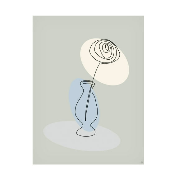 Canvas Wall Art - Line and Brush 'Mod Line Floral 2' Wall Art for Living Room, Bedroom, or Office Décor by Trademark Fine Art - 14 x 19 Inches