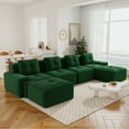 thumbnail image 2 of Aukfa 6-Piece Tufted Modular Corduroy Sectional Sofa with 2 Ottomans for Living Room, 128.5-in Wide Sofa Seat, Green, 2 of 8