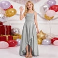 thumbnail image 6 of Byoo Tween Girls Party Dress Solid Color Satin Bodice Maxi Dress Versatile Spaghetti Strap Gown for Kids, 6 of 7