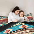 thumbnail image 5 of jejeloiu Vintage Geometric Rhombus Queen Comforter Set,Colorful Aztec Triangle Bedding Comforter Set For Men Women Reversible 3 Pieces, 5 of 8