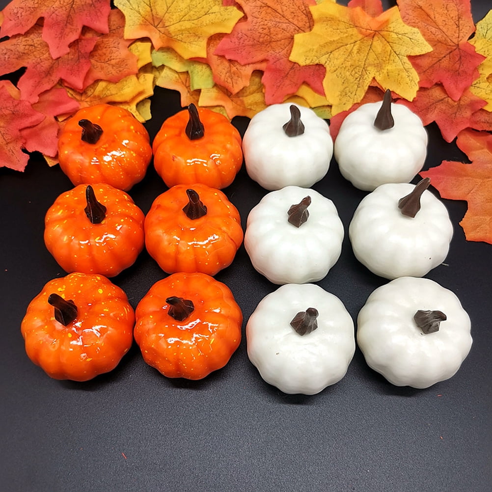 12 Pcs Foam Artificial Pumpkin Mini Pumpkins Autumn Decoration for