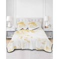 thumbnail image 2 of Quilts Twin Size Bedding Set, Yellow Floral Art Lightweight Quilted Comforter, Watercolor Botanical Spring Flowers Soft Reversible Bedspread Coverlet with Pillow Covers for All Season, 68" x 86", 2 of 7