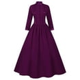 thumbnail image 5 of HXWCHs Women's Gothic Dress Solid Color Slim Waist Retro Victorian Evening Gown Purple XL, 5 of 8
