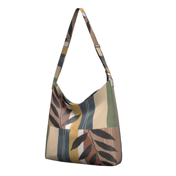 Tribal Artistic Crossbody Shoulder Bag - Natural Floral Sling Tote, Large Capacity Boho Handbag