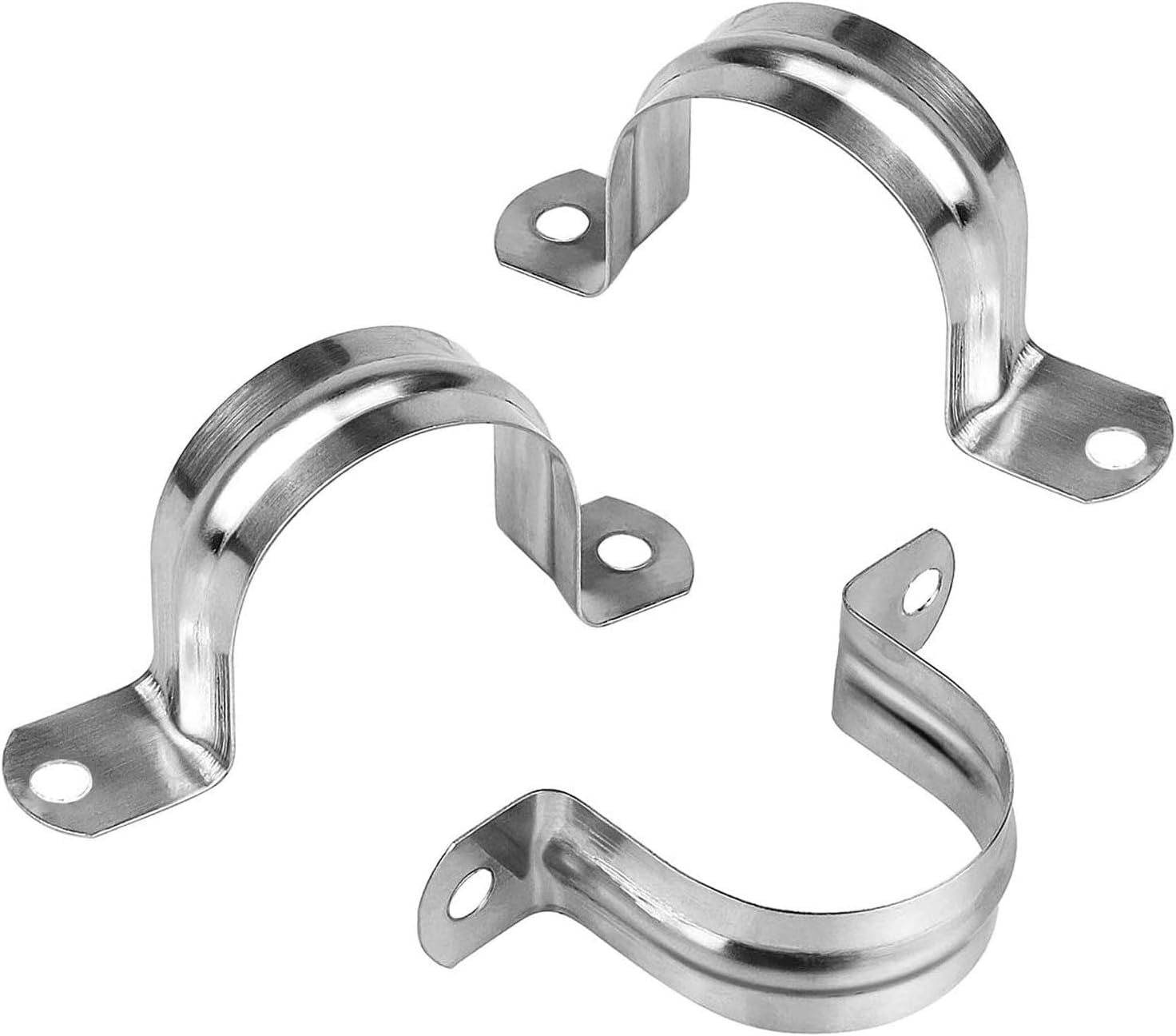 2inch With 2 Holes U Bracket Stainless Steel Tube Strap Tension Clip U Bracket Rigid Pipe Strap Tension Clips for Pipe Fixing(25Pcs)