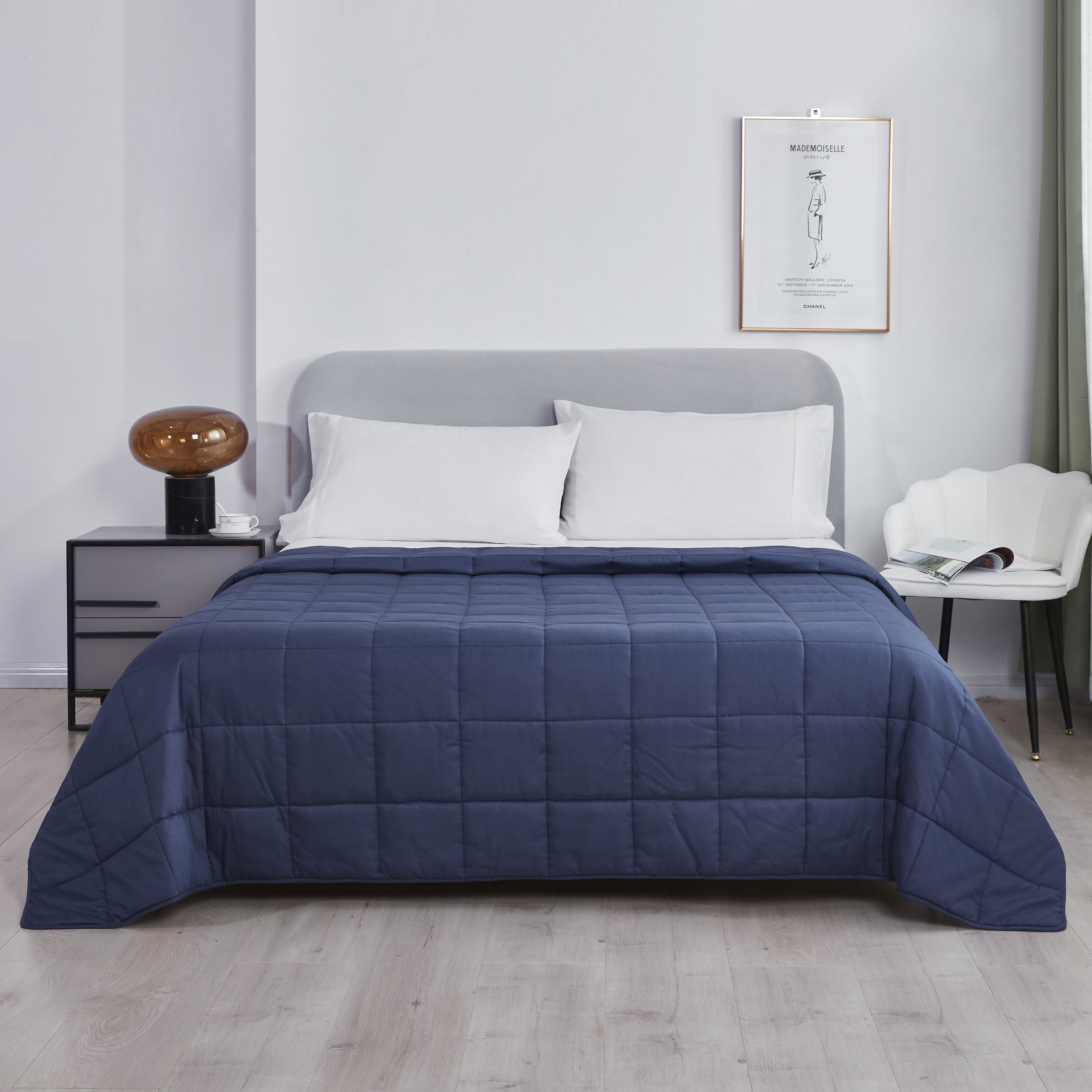 Dream Theory 100% Cotton Machine Washable 20 lb Weighted Blanket, 60 x 80 inches, Navy Blue