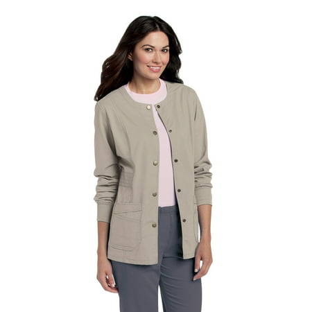 Landau Women's Prewashed Modern Tailored Fit Breathable Fade Resistant 4 Pockets Snap Warm-Up Scrub, Style 3035