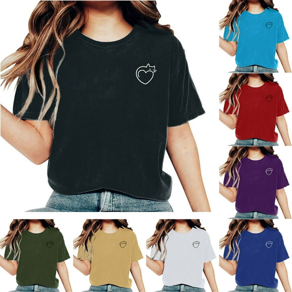 Summer Savings! Ahuyic Women's Loose Plus Size Short-Sleeved Top,Summer Casual Daily Clothes For Women,Womens Work Tops Girls Short Sleeve Out Blouse Funny Print Shirt T-Shirt Tops