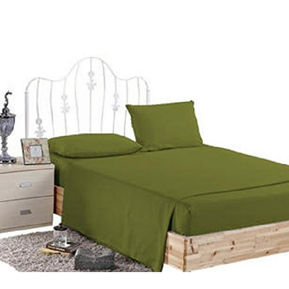 Linen Store 26-30 inches Extra Fit Deep Pocket Hotel Finish Adjustable Room 1-Piece- Fitted- Sheet Both Pattern Solid/Stripe 500 Thread Count 100% Pima Cotton (Full, Solid, Olive).