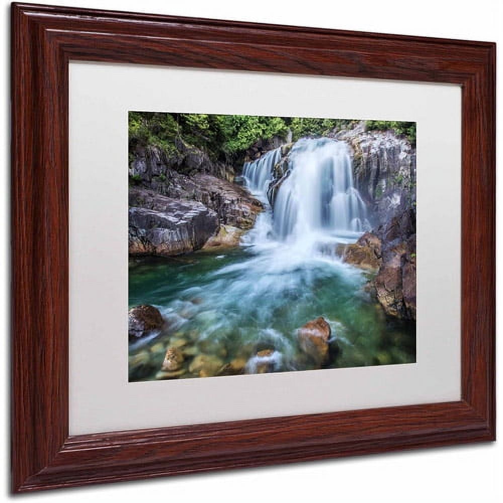 Trademark Fine Art "Golden Ears Falls" Canvas Art by Pierre Leclerc, White Matte/Wood Frame