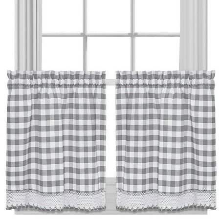 - Buffalo Check Gingham Kitchen Curtain Tier Pair - 24