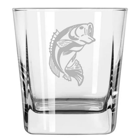 

12 oz Square Base Rocks Whiskey Double Old Fashioned Glass Bass Fish